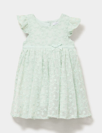 Robe c&eacute;r&eacute;monie en dentelle vert pastel b&eacute;b&eacute; fille
