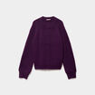 Gilet cardigan col rond boutonn&eacute; violet fonc&eacute; femme