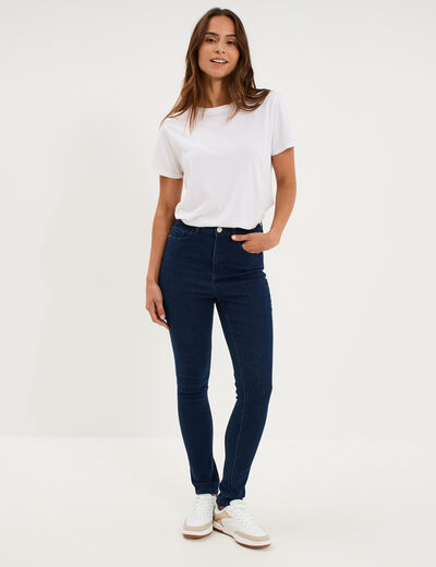 Jeans skinny taille haute denim brut femme