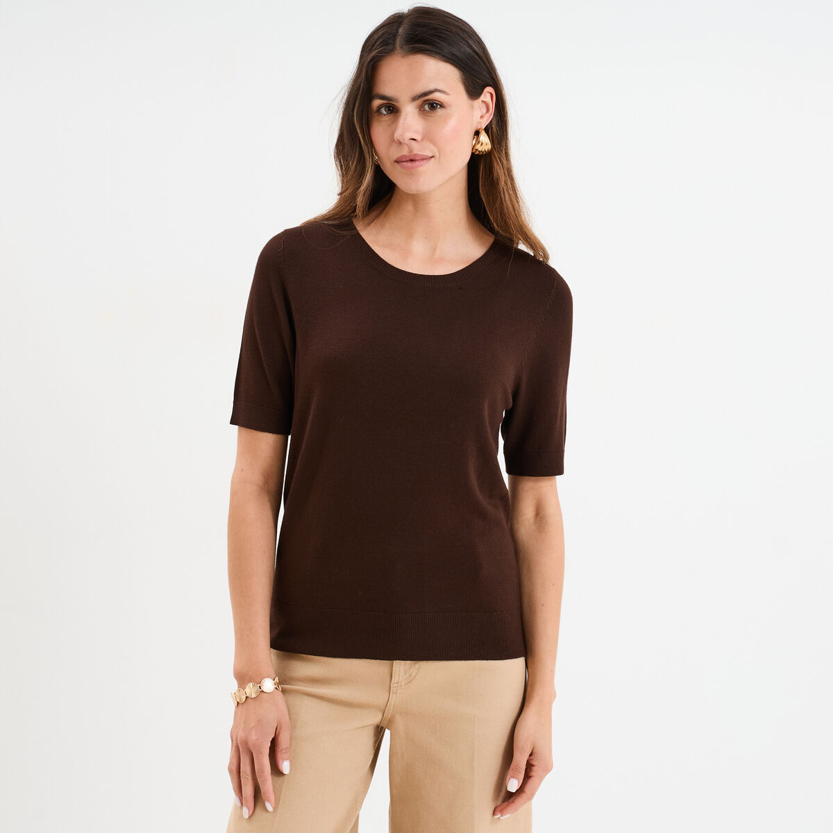 Vêtement Galbant Chemise Henley Manches Courtes MANGOPOP Pour Femme - Col Rond Boutonné, Matières Douces MANGOPOP Mode Féminine Vêtement Galbant Chemise Henley Manches Courtes MANGOPOP Pour Femme - Col Rond Boutonné, Matières Douces MANGOPOP Mode Féminine