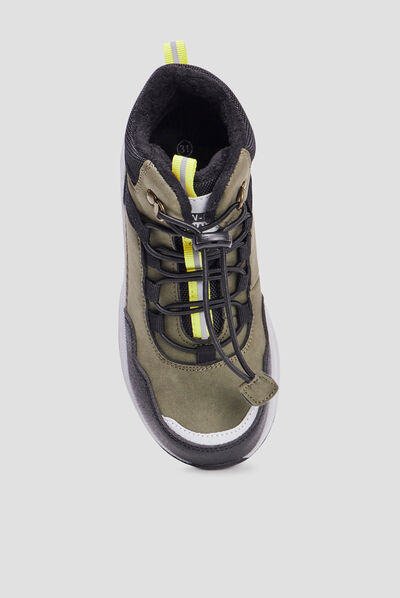 Boots lacets élastiqués Bazo vert kaki garçon