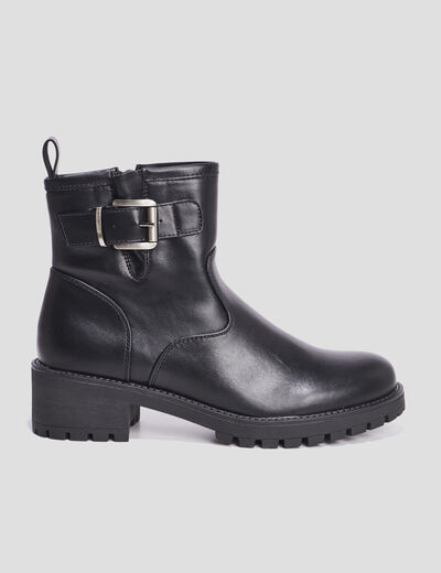 Bottines ranger avec boucles noir femme