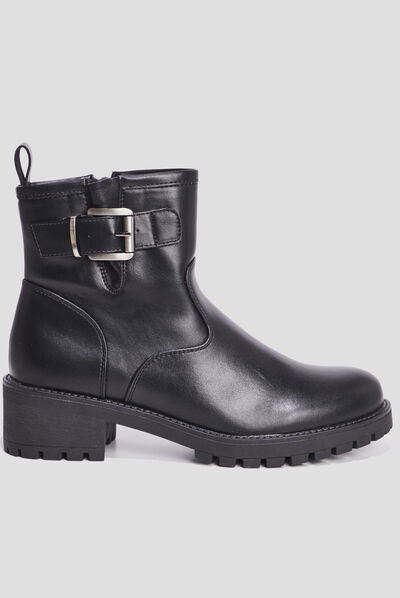 Bottines ranger avec boucles noir femme