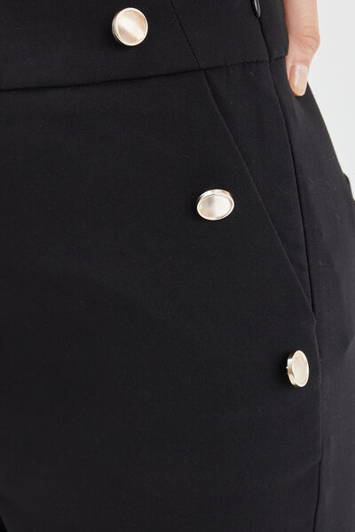 Pantalon droit à pont 2 poches Mosquitos noir femme