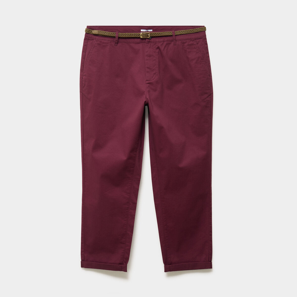Pantalon chino taille haute coton violet fonc&eacute; femme grande taille