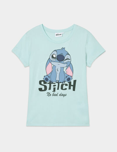 T-shirt manches courtes coton Stitch vert turquoise femme