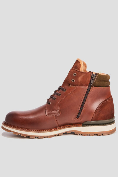 Bottines en cuir marron homme