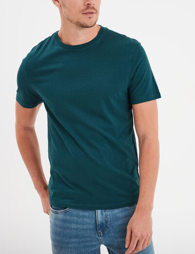 T-shirt droit en coton manches courtes bleu canard homme