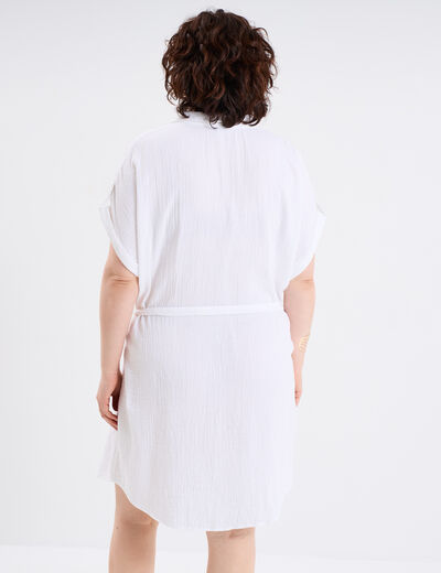 Robe manches courtes en gaze de coton blanc femme grande taille