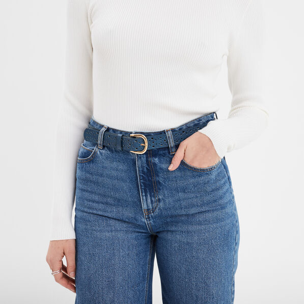 ceinture perforee bleu marine femme Ceinture perforée bleu marine femme