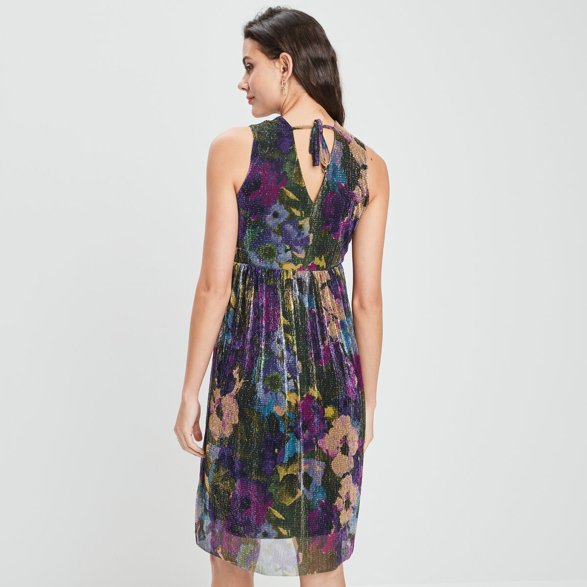 Robe de soirée fluide plissée noir femme