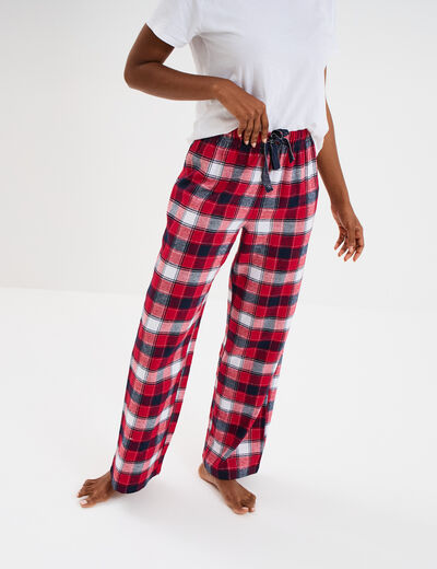 Pantalon de pyjama en coton ajusable rouge femme