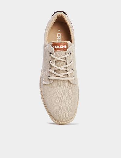 Derbies toile &agrave; lacets Creeks sable homme