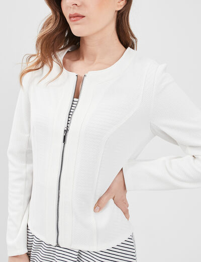 Veste cintrée zippée ivoire femme