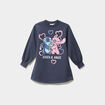 Robe &eacute;vas&eacute;e molletonn&eacute;e Stitch gris fonc&eacute; fille