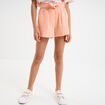 Short droit avec noeud en gaze de coton rose saumon fille