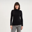 T-shirt manches longues col roul&eacute; noir femme