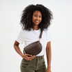 Sac banane arrondi marron foncé femme