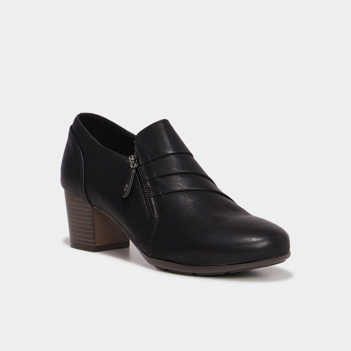 Bottines confort &agrave; talons zipp&eacute;s noir femme