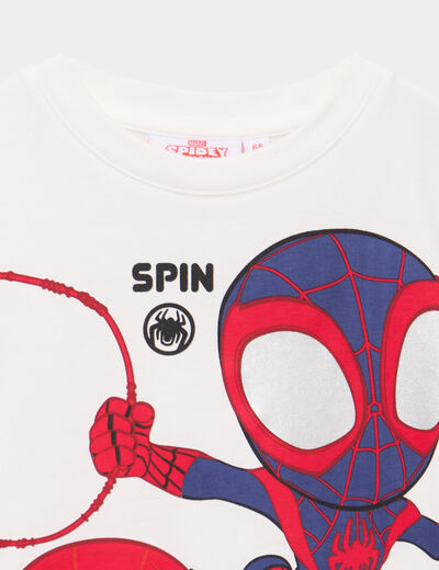 T-shirt manches courtes coton Spider-Man blanc gar&ccedil;on