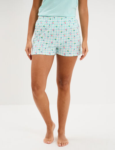 Bas de pyjama short coton bleu femme