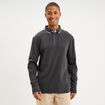 Polo piqu&eacute; droit manches longues coton gris homme