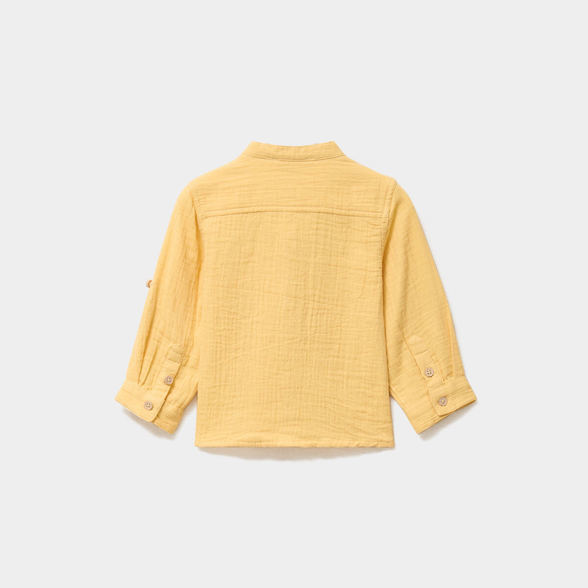 Chemise col mao en gaze de coton jaune b&eacute;b&eacute; gar&ccedil;on