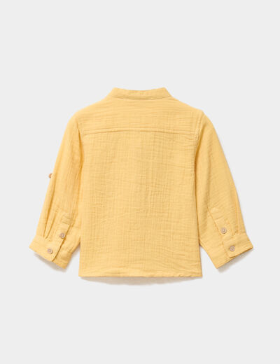 Chemise col mao en gaze de coton jaune b&eacute;b&eacute; gar&ccedil;on