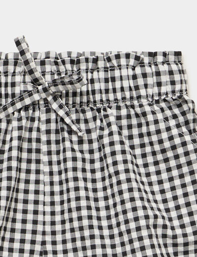 Short droit gaufr&eacute; taille &eacute;lastiqu&eacute;e noir fille