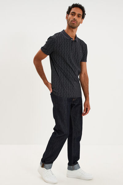 Polo slim manches courtes stretch noir homme