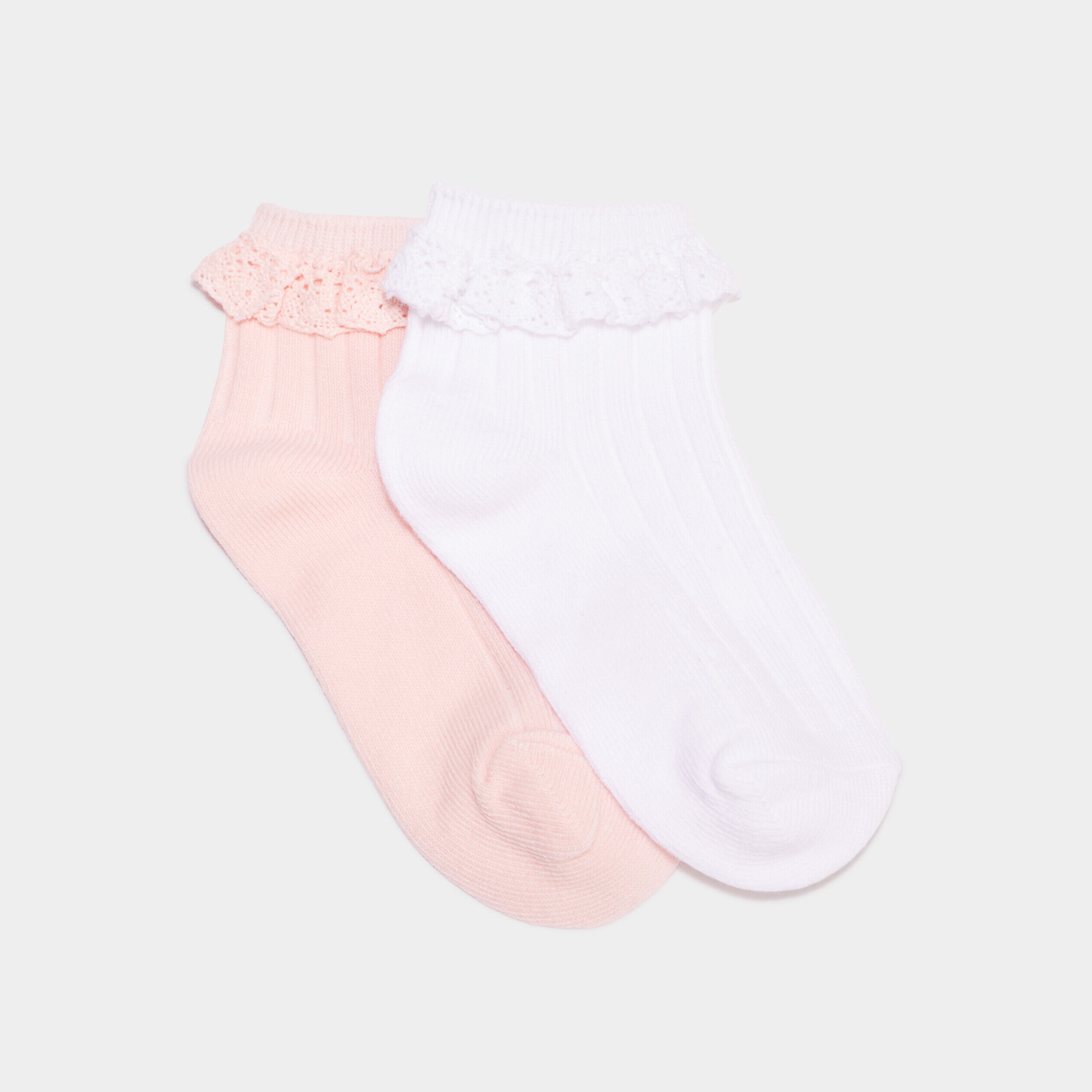 Lot 2 paires chaussettes à dentelle rose fille LH