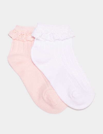Lot 2 paires chaussettes à dentelle rose fille