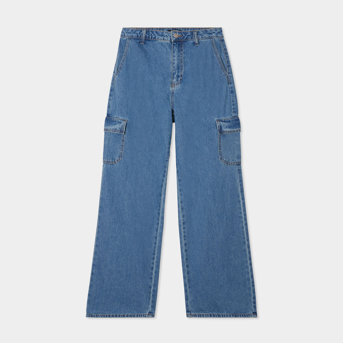 Jeans cargo large taille standard Creeks denim stone femme
