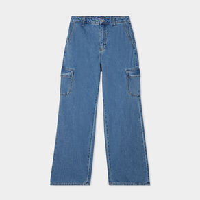 Jeans cargo large taille standard Creeks denim stone femme