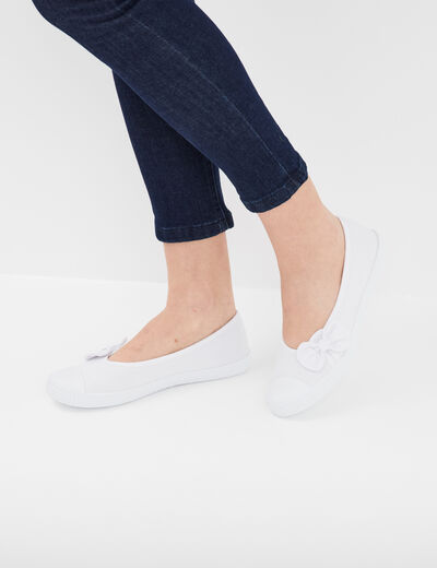 Ballerines en toile avec noeuds blanc femme