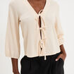 Blouse nou&eacute;e devant manches 3/4 sable femme