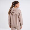 Sweat zippé à capuche molleton beige femme