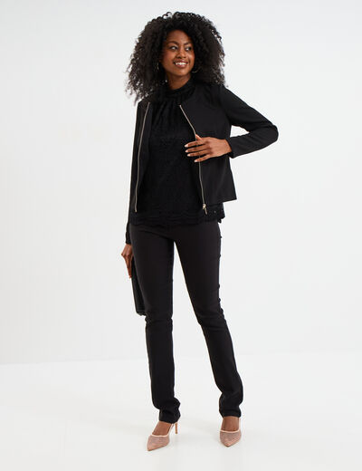 Veste cintrée zippée noir femme