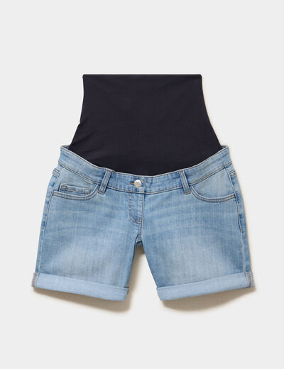 Short de grossesse en jean denim stone femme maternit&eacute;