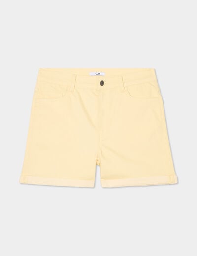 Short en jean slim creme femme