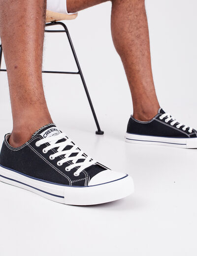 Tennis en toile à lacets noir homme