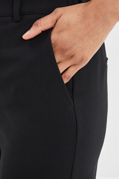 Pantalon large cargo à pinces noir femme