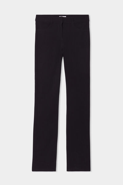 Pantalon droit stretch noir femme