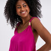 Robe longue bretelles bijoux rose fushia femme