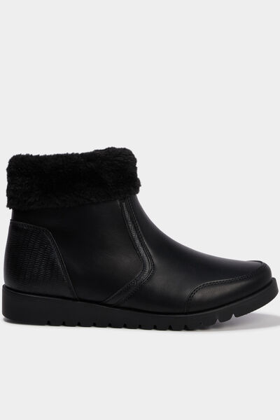 Boots zipp&eacute;es doublure fausse fourrure noir femme