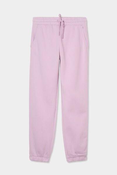 Pantalon jogging droit molleton violet clair femme