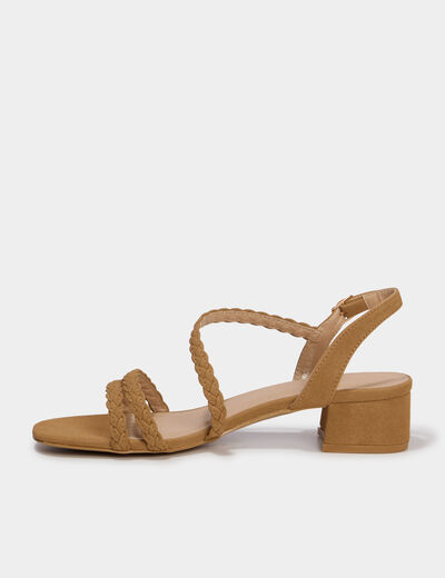 Sandales su&eacute;dine tress&eacute;es 5 cm marron femme