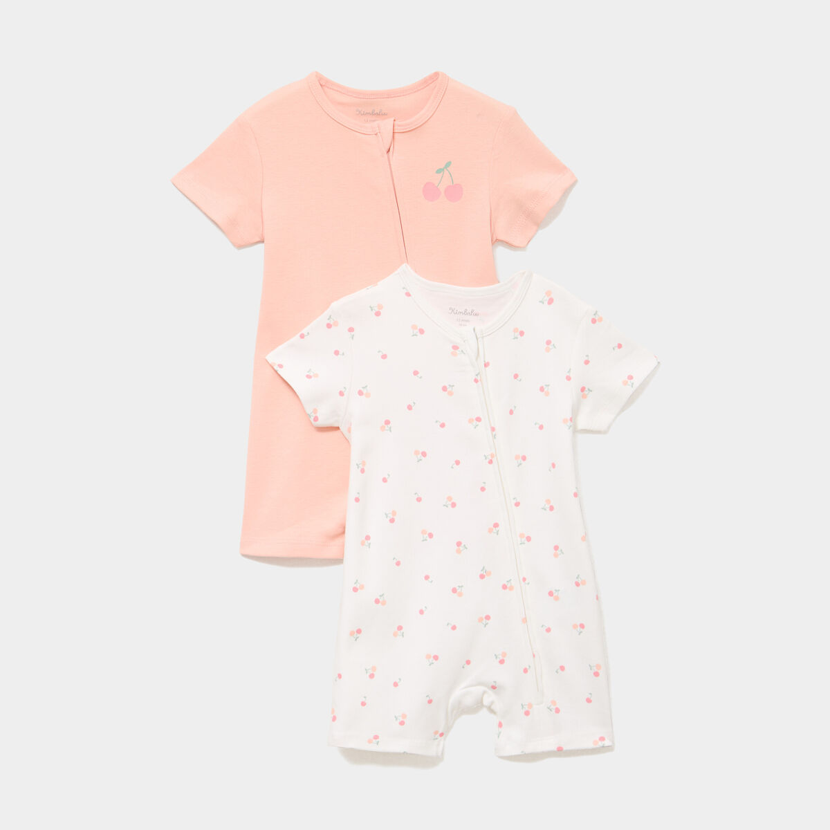 Lot 2 combishorts coton manches courtes ecru b&eacute;b&eacute;