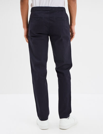 Pantalon chino regular taille élastiquée bleu foncé homme