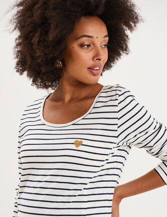 T-shirt allaitement manches longues ecru femme maternit&eacute;